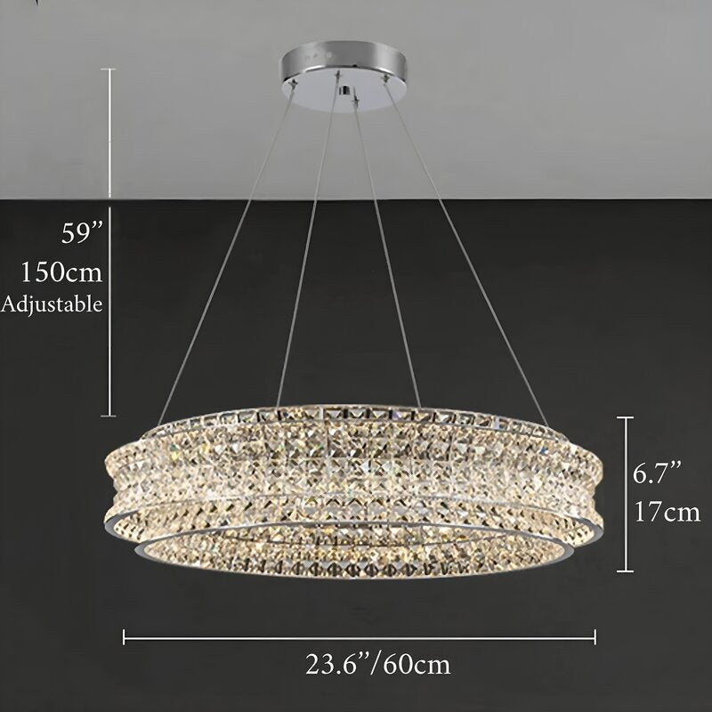 Albano Vercellese | Chic Chrome/Gold Creative Round Crystal Chandelier, Gold, 1 Ring Medium2 - Dia31.5xh6.7" / Dia80xh17.7cm, Cool LightBy Miron Demid LLC
