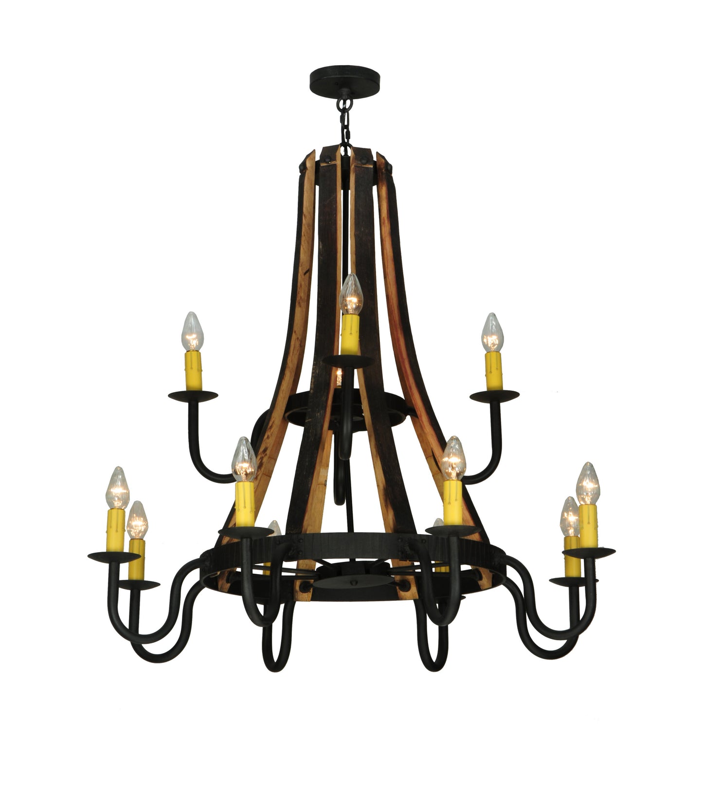 44W Barrel Stave Madera 12 LT Two Tier ChandelierBy Meyda Lighting