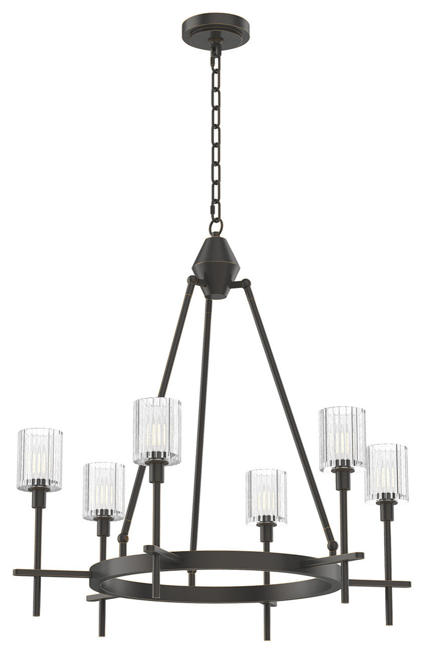 Salita Chandelier, Urban Bronze/Ribbed Crystal, 28.5"Dx29.5"HBy Kuzco Lighting LLC