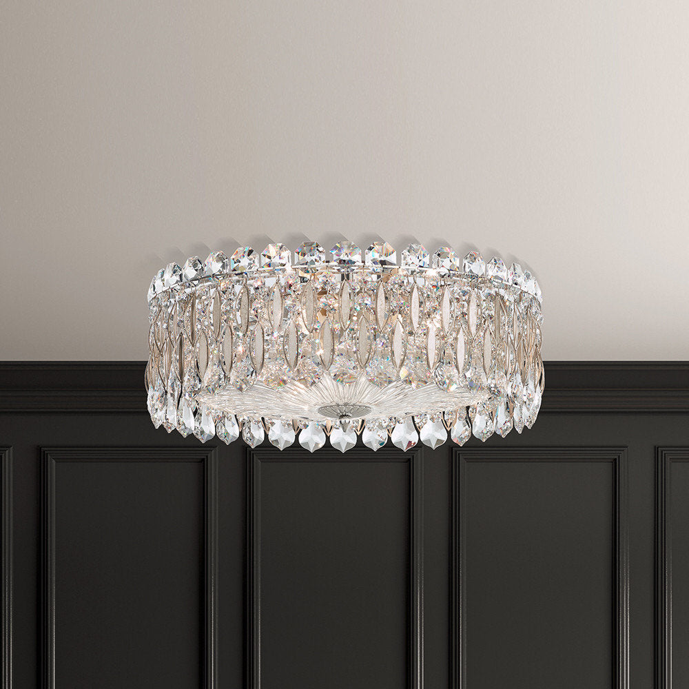 Schonbek Rs8348N-48S 3 Light Crystal Flush, Antique SilverBy Schonbek