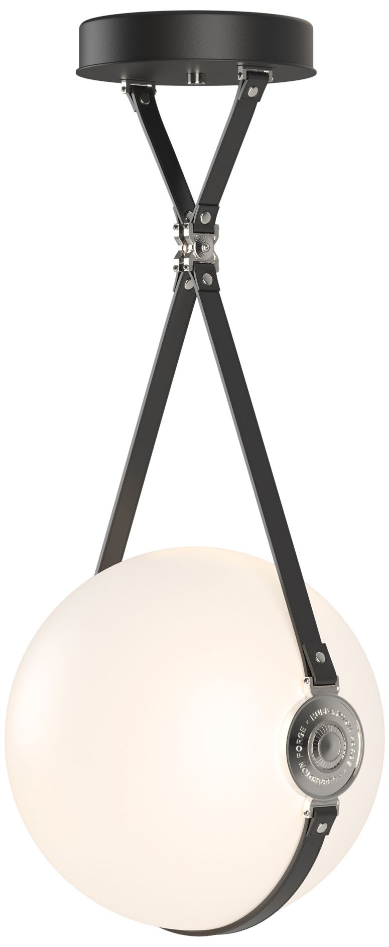 Derby Large LED Pendant - Polished Nickel - Black - Branded Plate - Opal