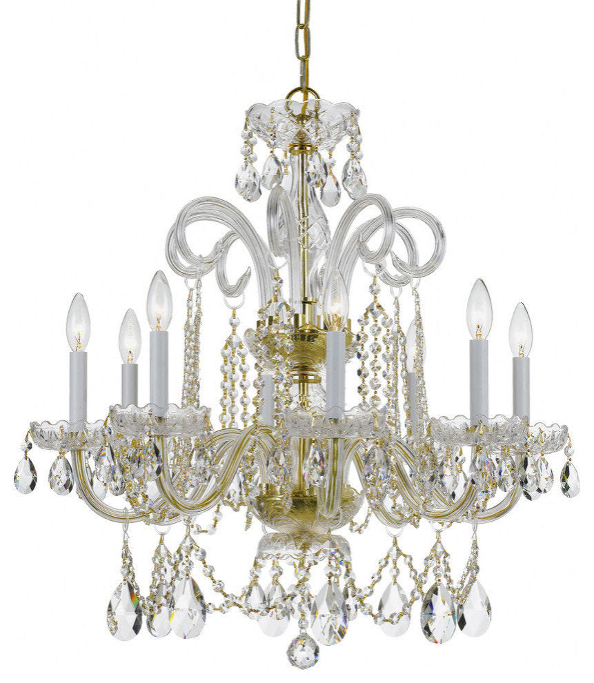 Traditional Crystal 8 Light Swarovski Strass Crystal Brass ChandelierBy Crystorama Lighting