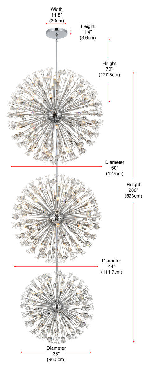 Elegant Lighting 48" Three Tiers Crystal Starburst ChandelierBy Elegant Furniture & Lighting