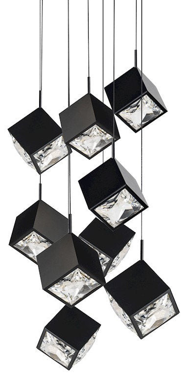 dweLED Ice Cube 9-Light Round Multi LED Pendant 27-30-35-40K, BlackBy WAC Lighting