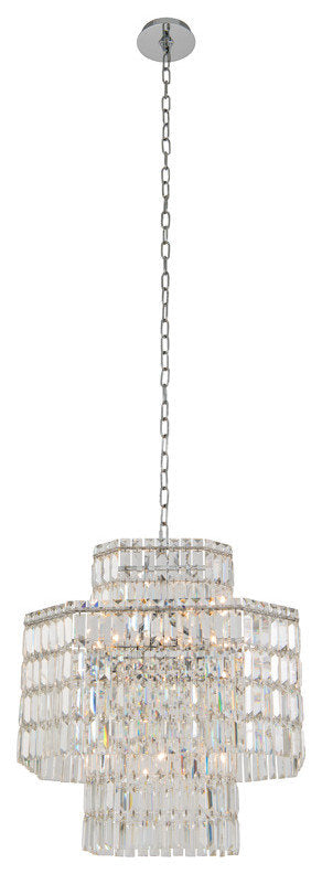 Livelli 25x25" 12 Light Pendant, Polished ChromeBy Allegri Crystal by Kalco Lighting