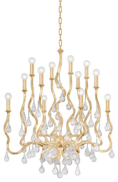 Aveline 12 Light Chandelier, Gold LeafBy Corbett Lighting