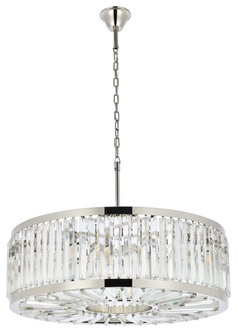 Elegant Lighting 1203D35/RC Chelsea 10 Light 36"W Crystal Drum - PolishedBy Elegant Furniture & Lighting