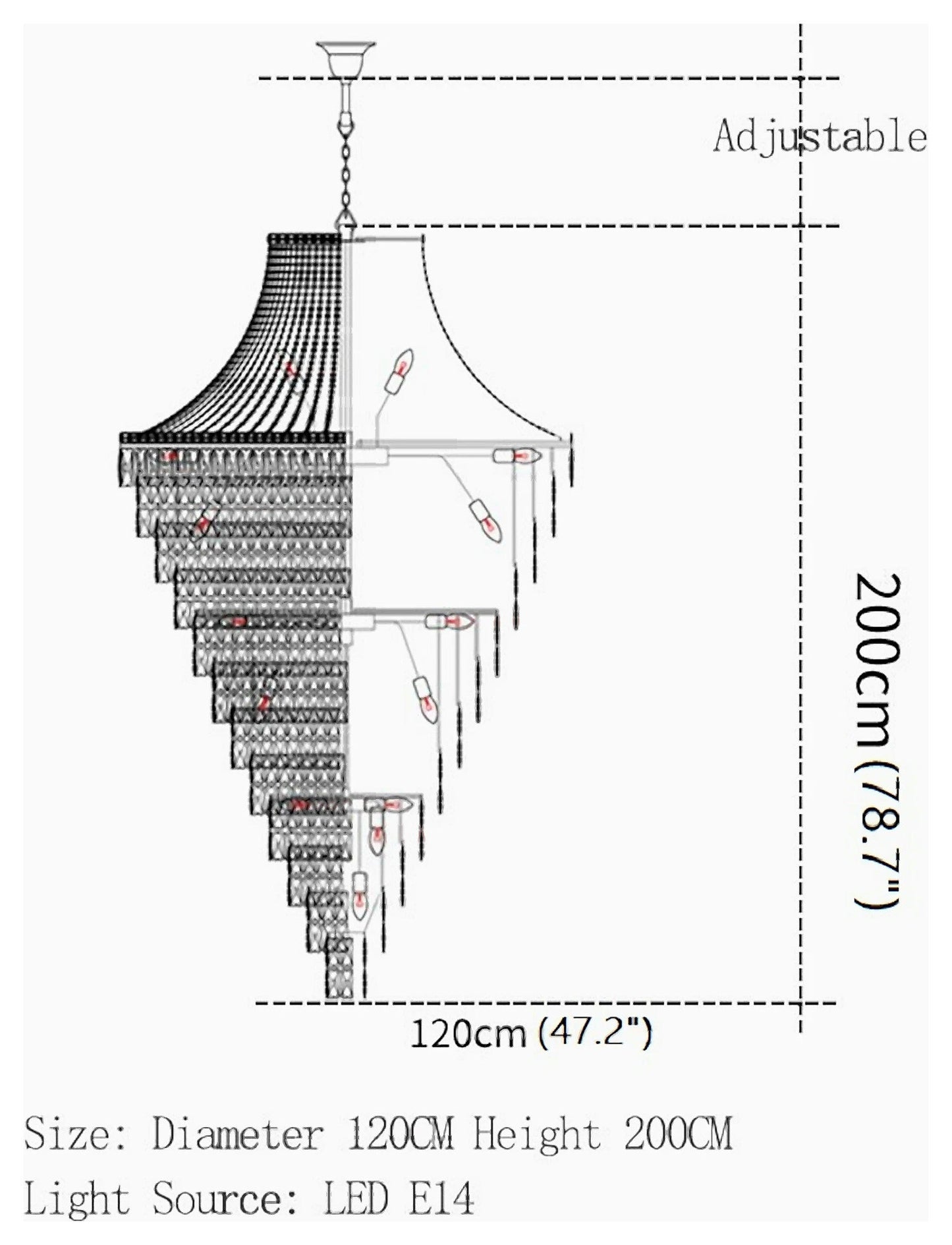La Croix-sur-Roudoule | Duplex Spiral Crystal Stairway Chandelier, Dia47.2"By Miron Demid LLC