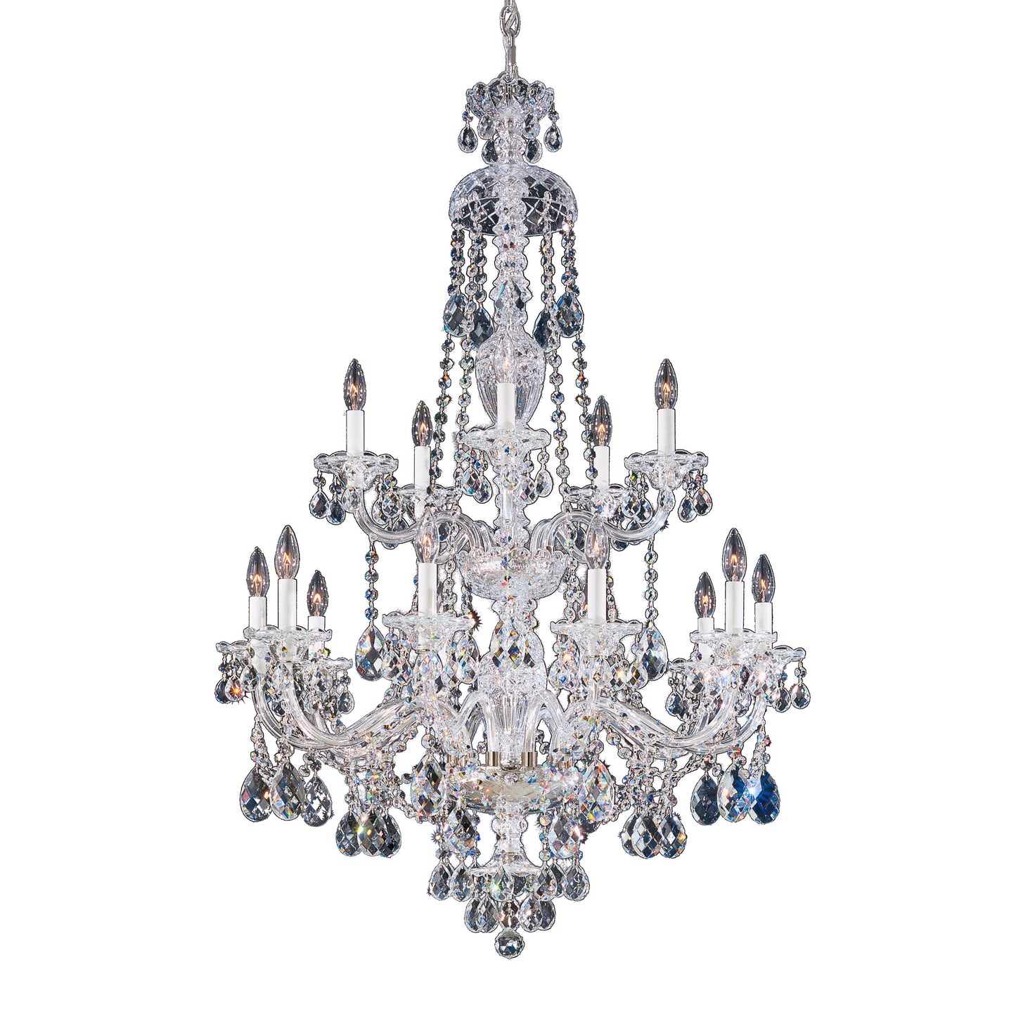 Sterlg 15 Light Chandelier Silver Clear Heritage CrystalBy Schonbek