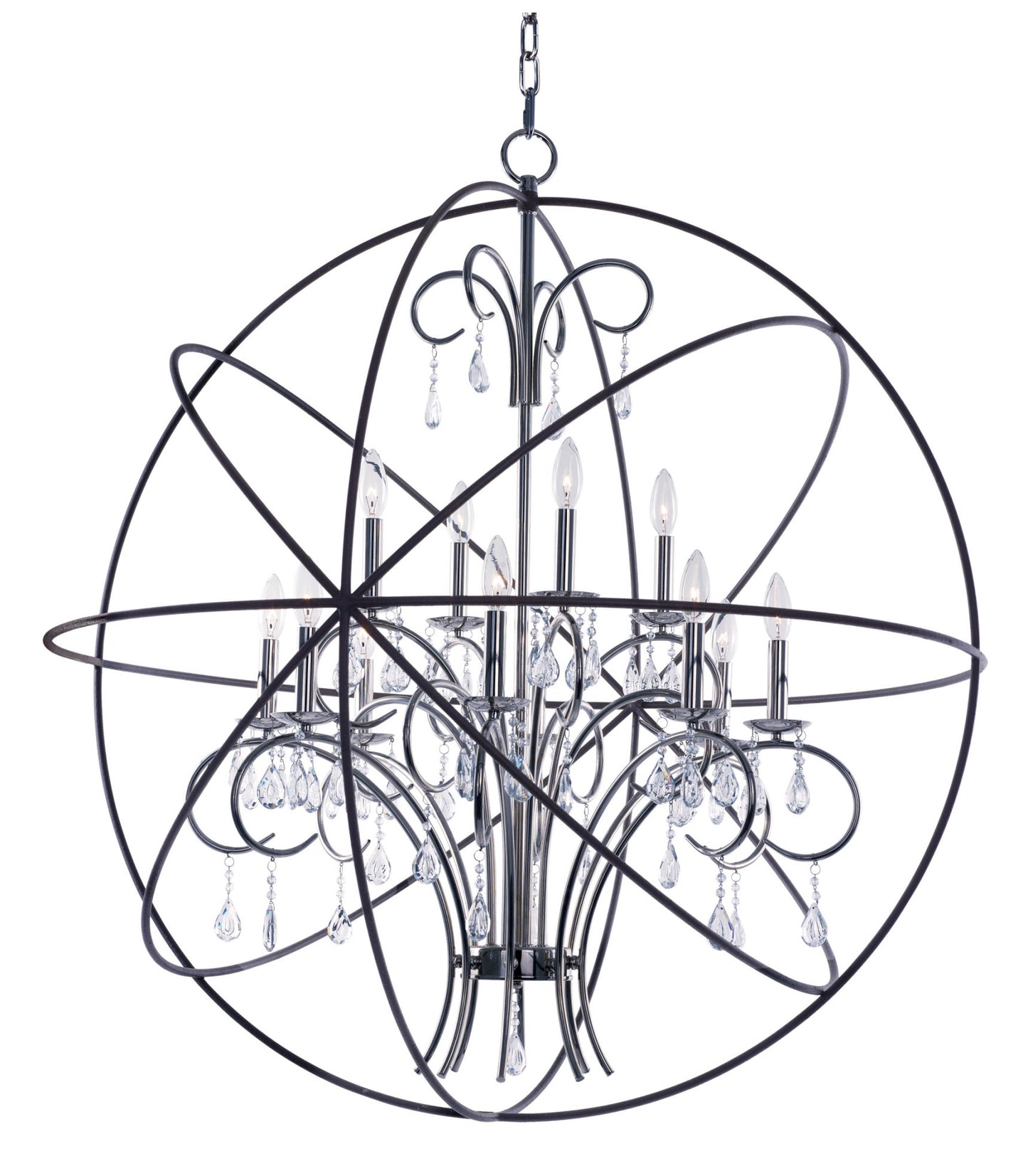 Maxim 25147 Orbit 12 Light Single Pendant - Anthracite and Polished NickelBy Maxim Lighting International