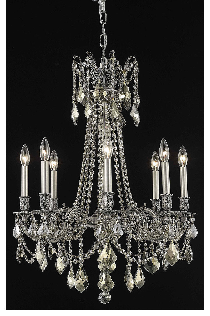 Rosalia 8 Light Mini Chandelier, Pewter, Golden Teak, Royal CutBy Elegant Furniture & Lighting