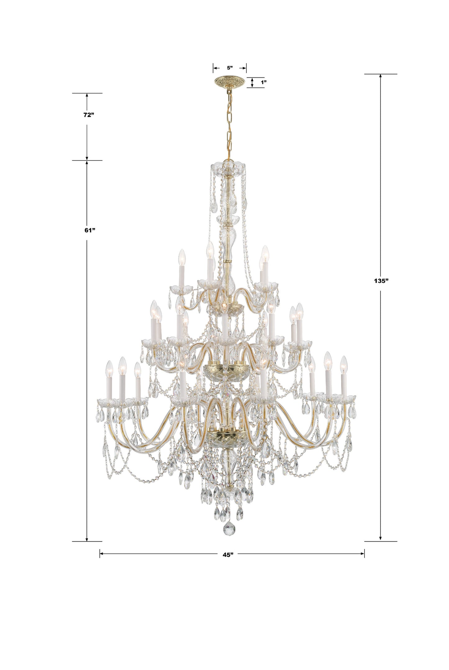 Traditional Crystal 25-Light Polished Brass ChandelierBy Crystorama Lighting