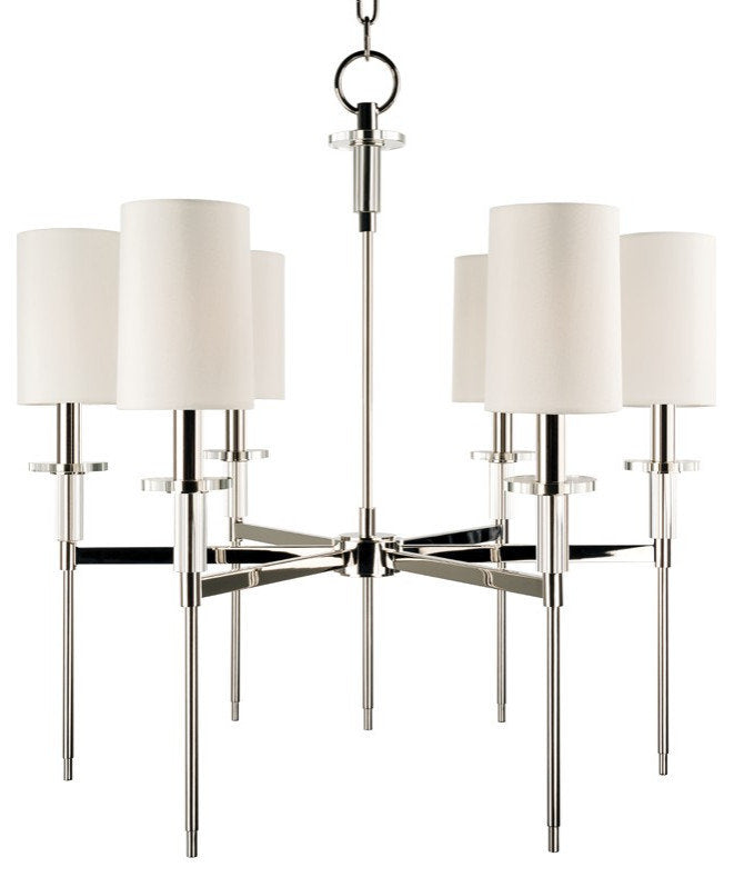 Amherst 6 Light Chandelier, Polished NickelBy Hudson Valley Lighting