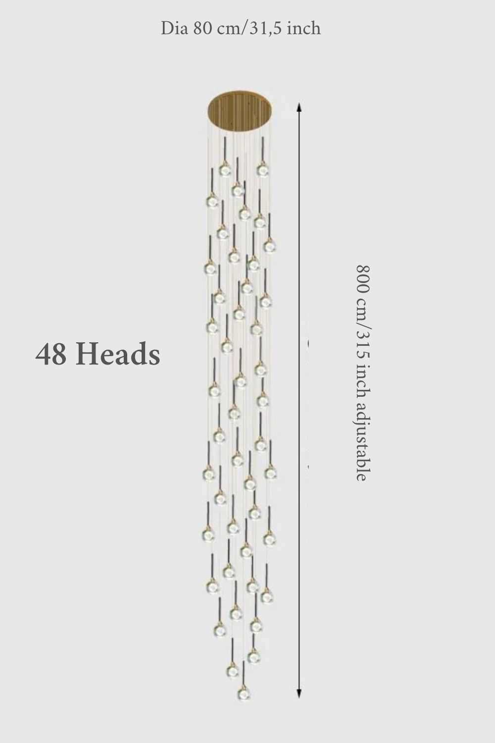 Peillon | Gold Crystal Raindrop Glass Ball Chandelier, 48 Heads, Warm LightBy Miron Demid LLC