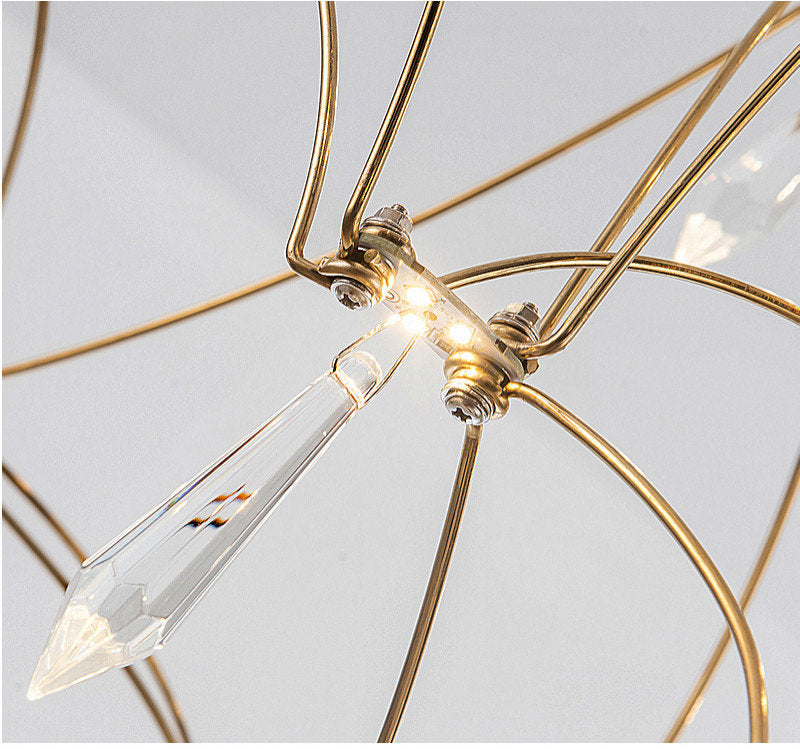Cube Design Crystal LED Chandelier for Living Room, Bedroom, Gold, Dia39.4xh39.4", Warm Light, DimmableBy Miron Demid LLC