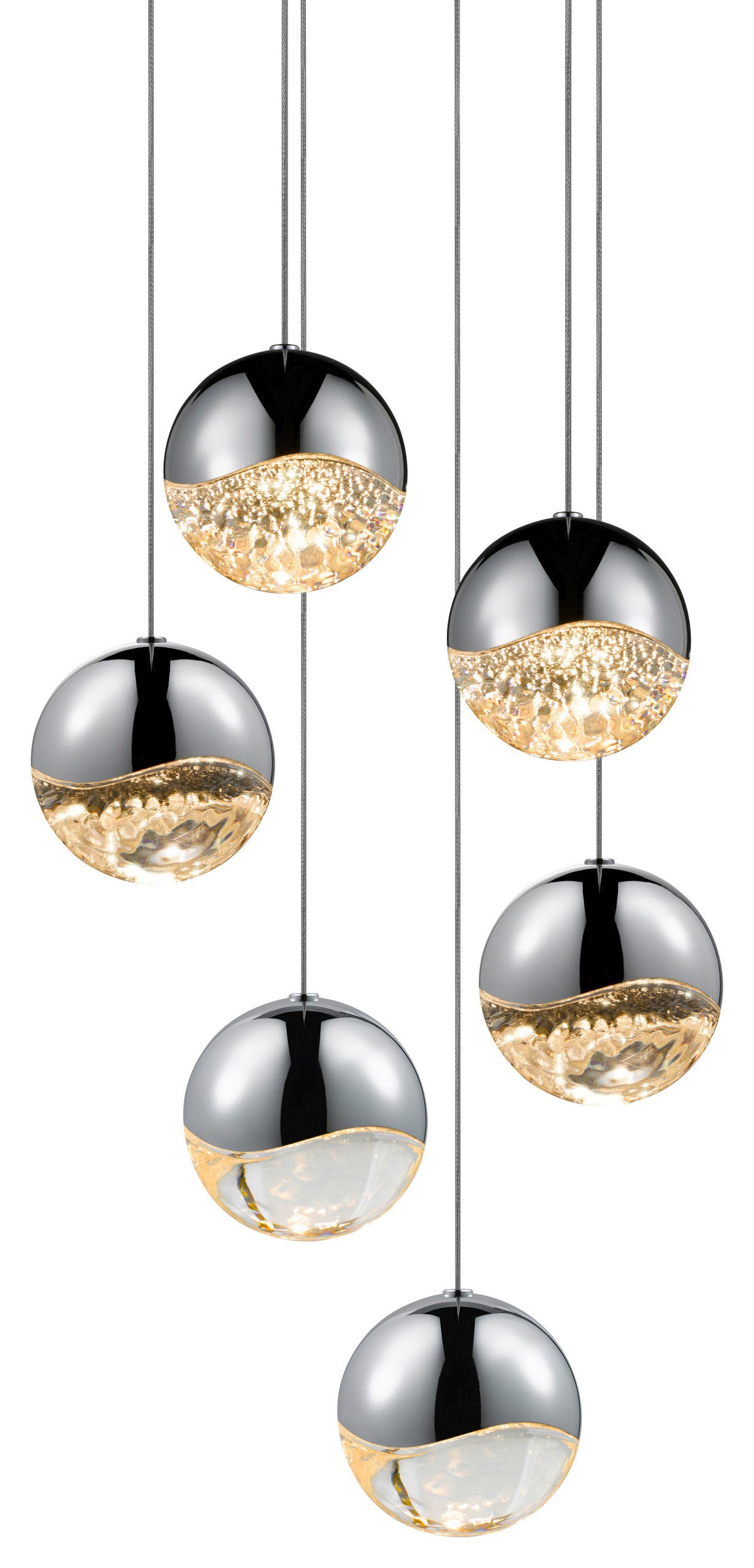 Grapes LED 6-Light Round Canopy Pendant, Polished Chrome, Large GrapesBy SONNEMAN - A Way of Light