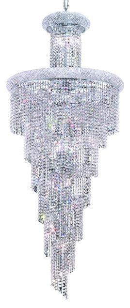 Spiral 28-Light Chandelier, Chrome With Clear Royal Cut CrystalBy Elegant Furniture & Lighting