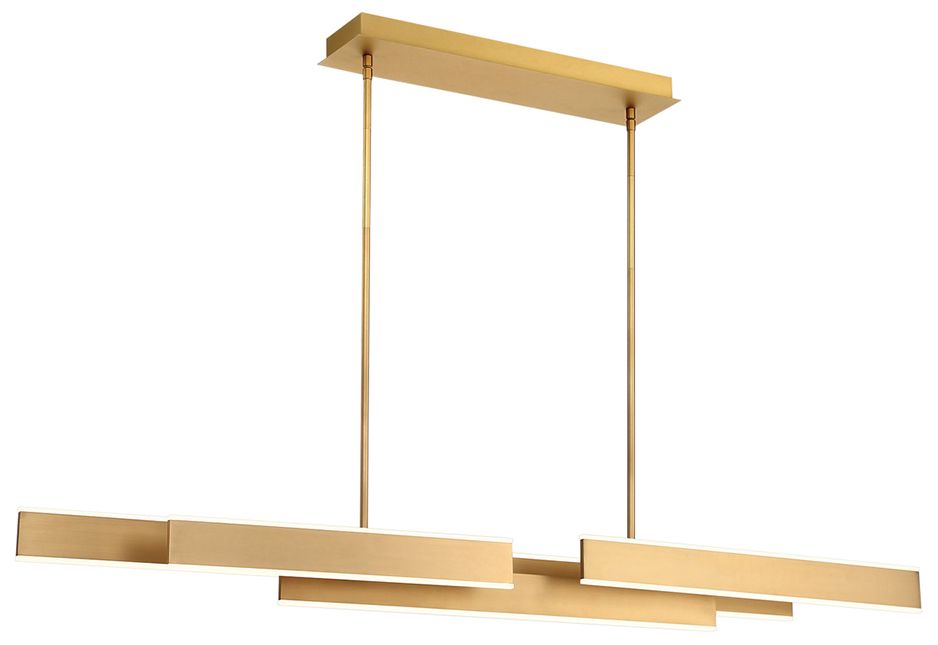 fase Cameno 55" Wide Satin Gold LED Linear Chandelier