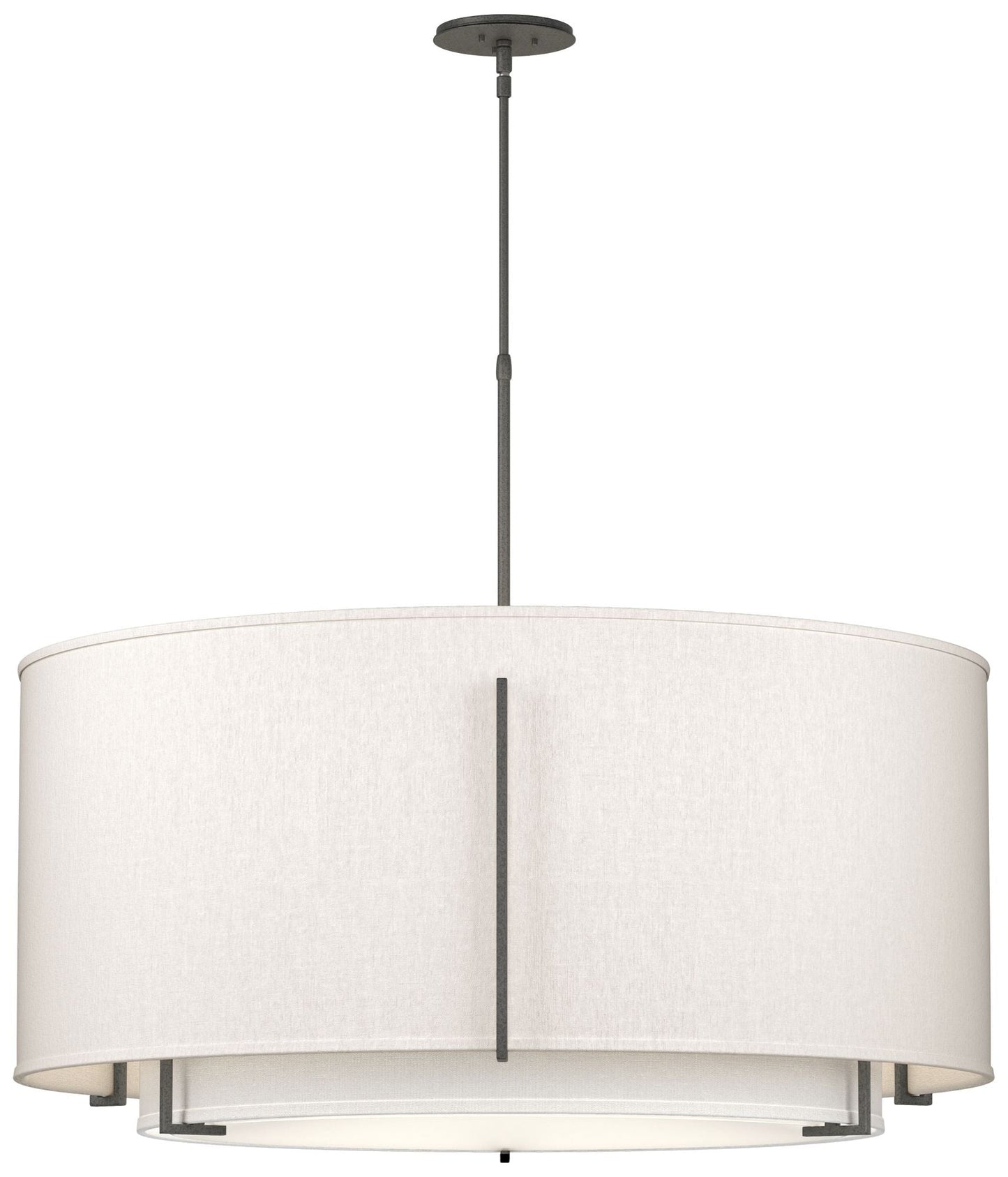 Exos 31.3"W Large Double Shade Scale Pendant w/ Anna & Flax Shade