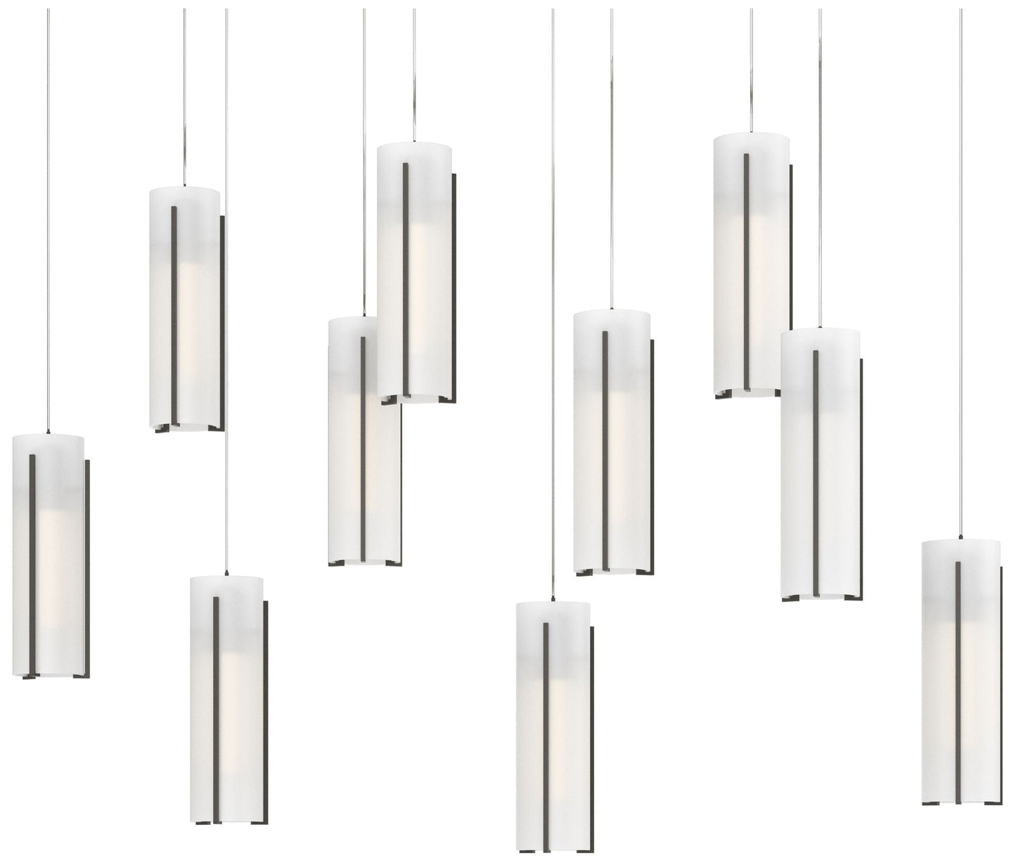 Exos 44.5"W 10-Light Rectangular Dark Smoke Long Pendant w/ Opal Shade