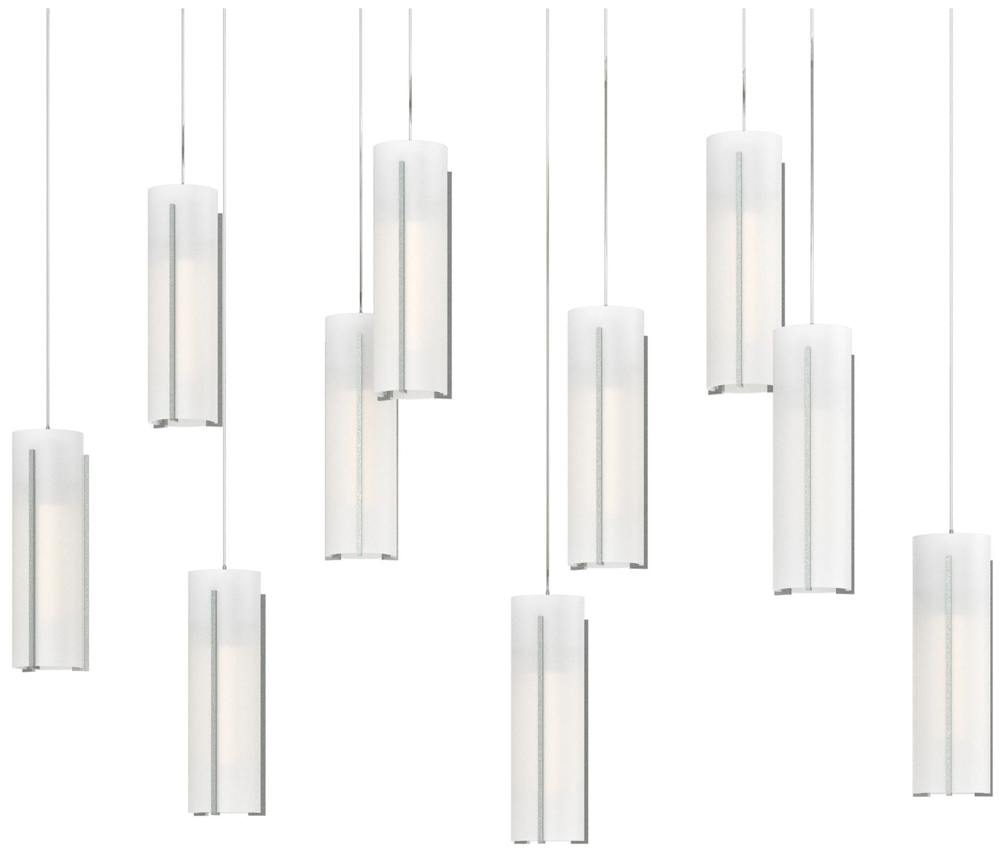 Exos 44.5"W 10-Light Rectangular Long Pendant w/ Opal Shade