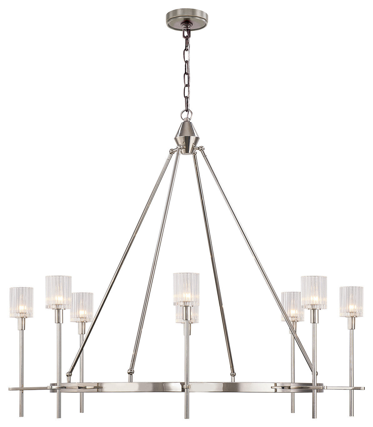 Salita Chandelier, Polished Nickel/Ribbed Crystal, 46"Dx41.25"HBy Kuzco Lighting LLC