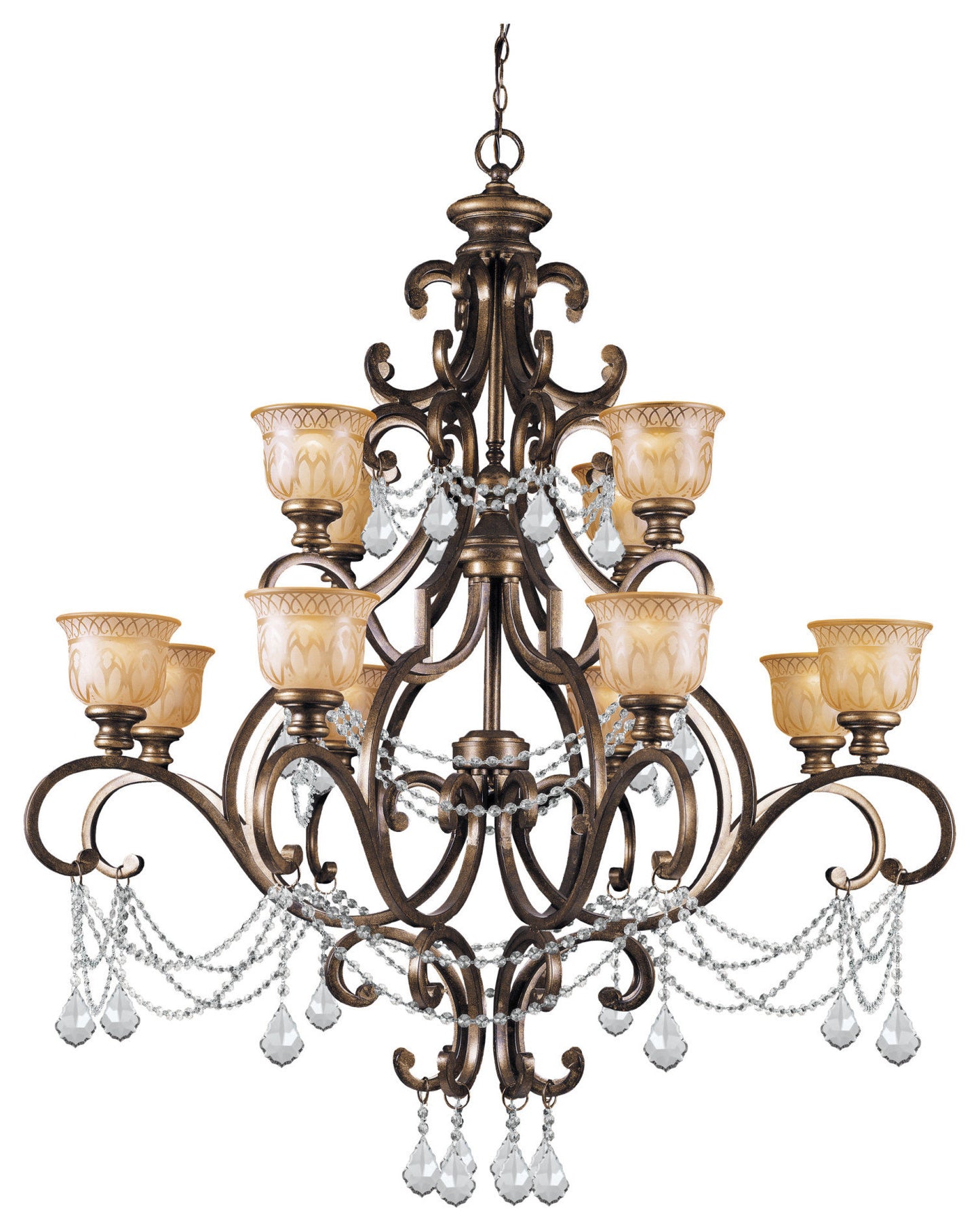 Crystorama Lighting Group 7512-CL-S Norwalk 12 Light 48"W Crystal - BronzeBy Crystorama Lighting