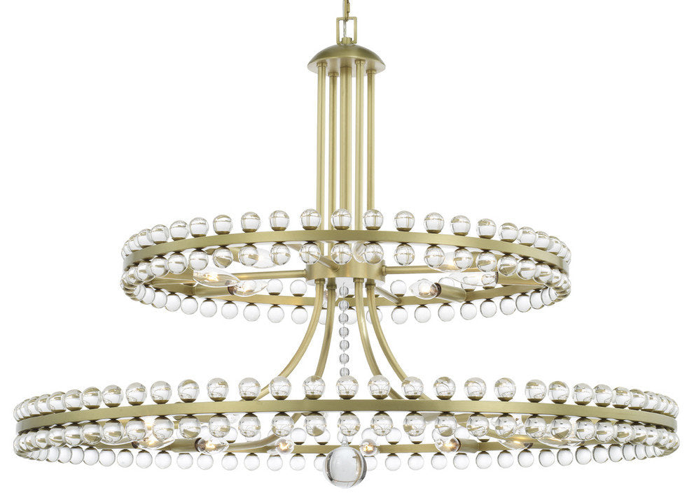Clover 24 Light Chandelier, Aged Brass with Clear Glass Beads CrystalBy Crystorama Lighting