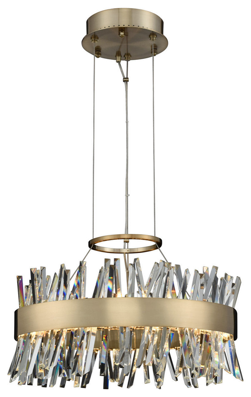 Allegri 030253038 LED Pendant Glacier Brushed Champagne GoldBy Allegri Crystal by Kalco Lighting