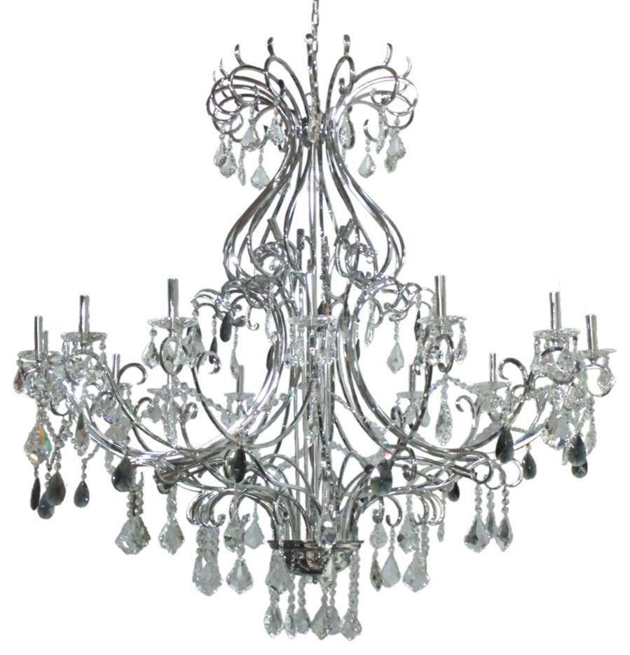 28-Light Chandelier, Chrome/Crystal, 61"x59"By Carriage Park