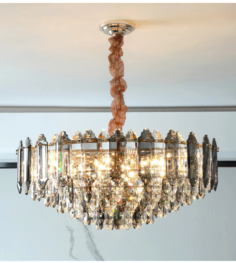 Crystal round chandelier for contemporary living room, bedroom., 31.5''By Miron Demid LLC