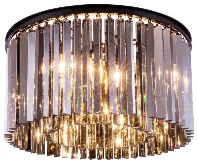 Elegant Lighting Sydney 8-Light Flush Mount, Matte Black, Golden TeakBy Elegant Furniture & Lighting