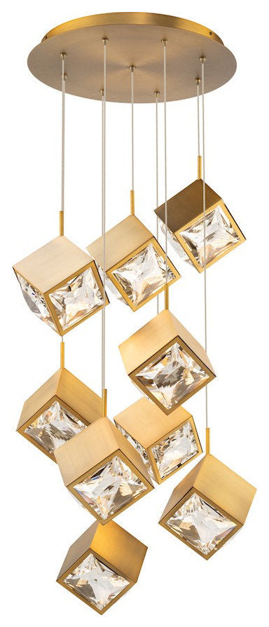 dweLED Ice Cube 9-Light Round Multi LED Pendant 27-30-35-40K, BrassBy WAC Lighting