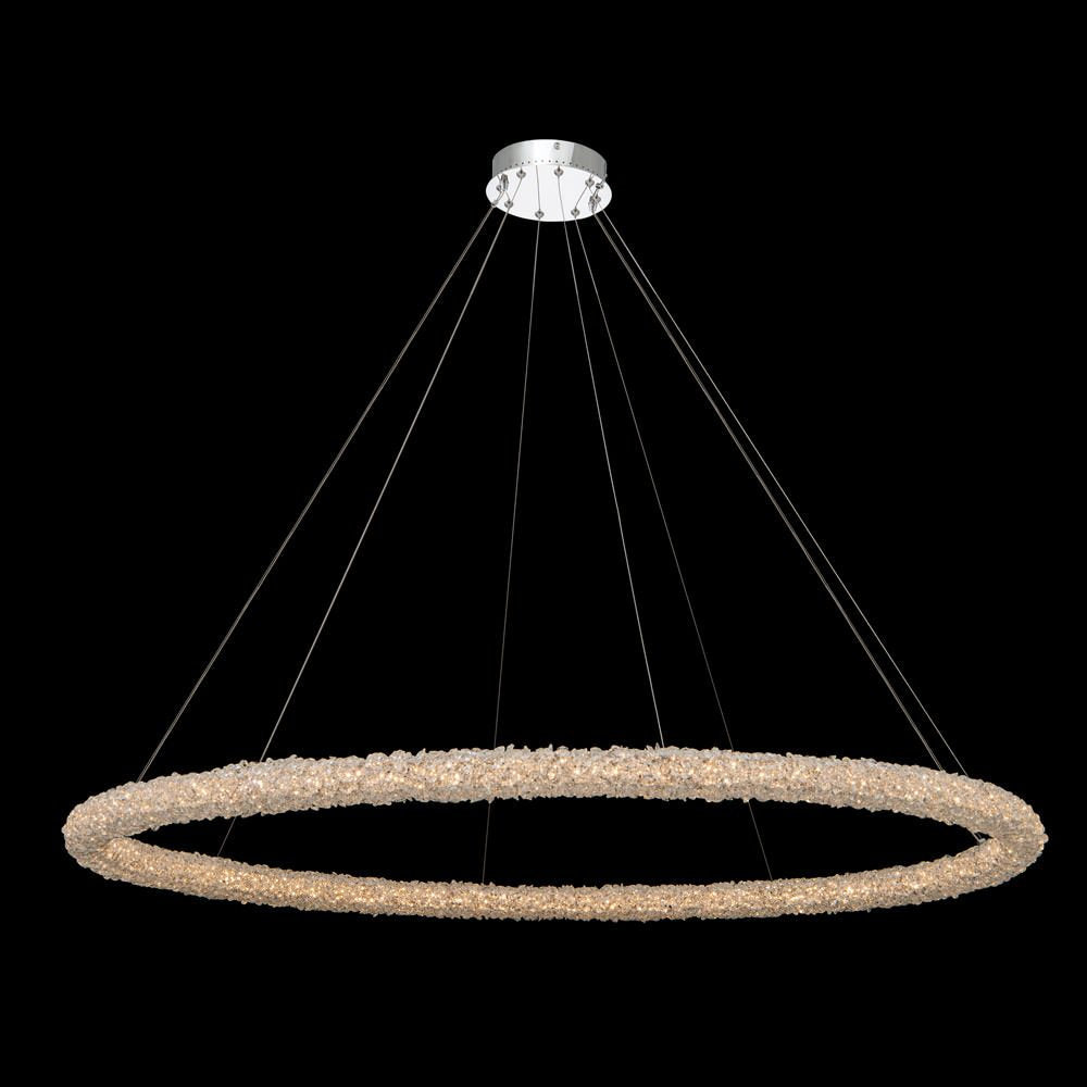 Lina 60x2" 1-Light Contemporary Large Pendants, Polished ChromeBy Allegri Crystal by Kalco Lighting
