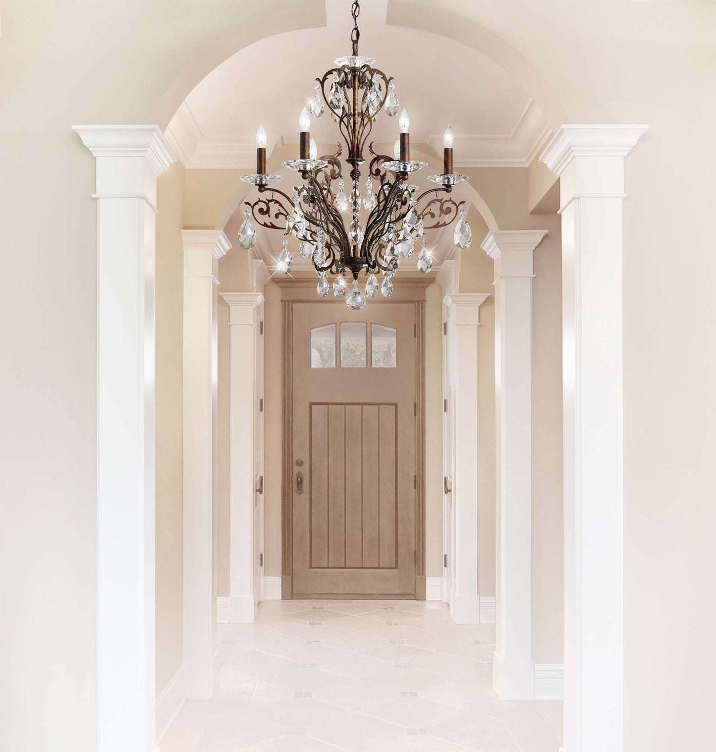 Filigrae 26"H x 22.5"W 6-Light Crystal Chandelier in Heirloom Bro
