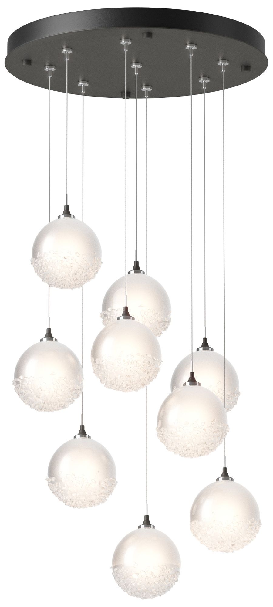 Fritz Globe 20.5"W 9-Light Natural Iron Standard Pendant w/ Frosted Sh