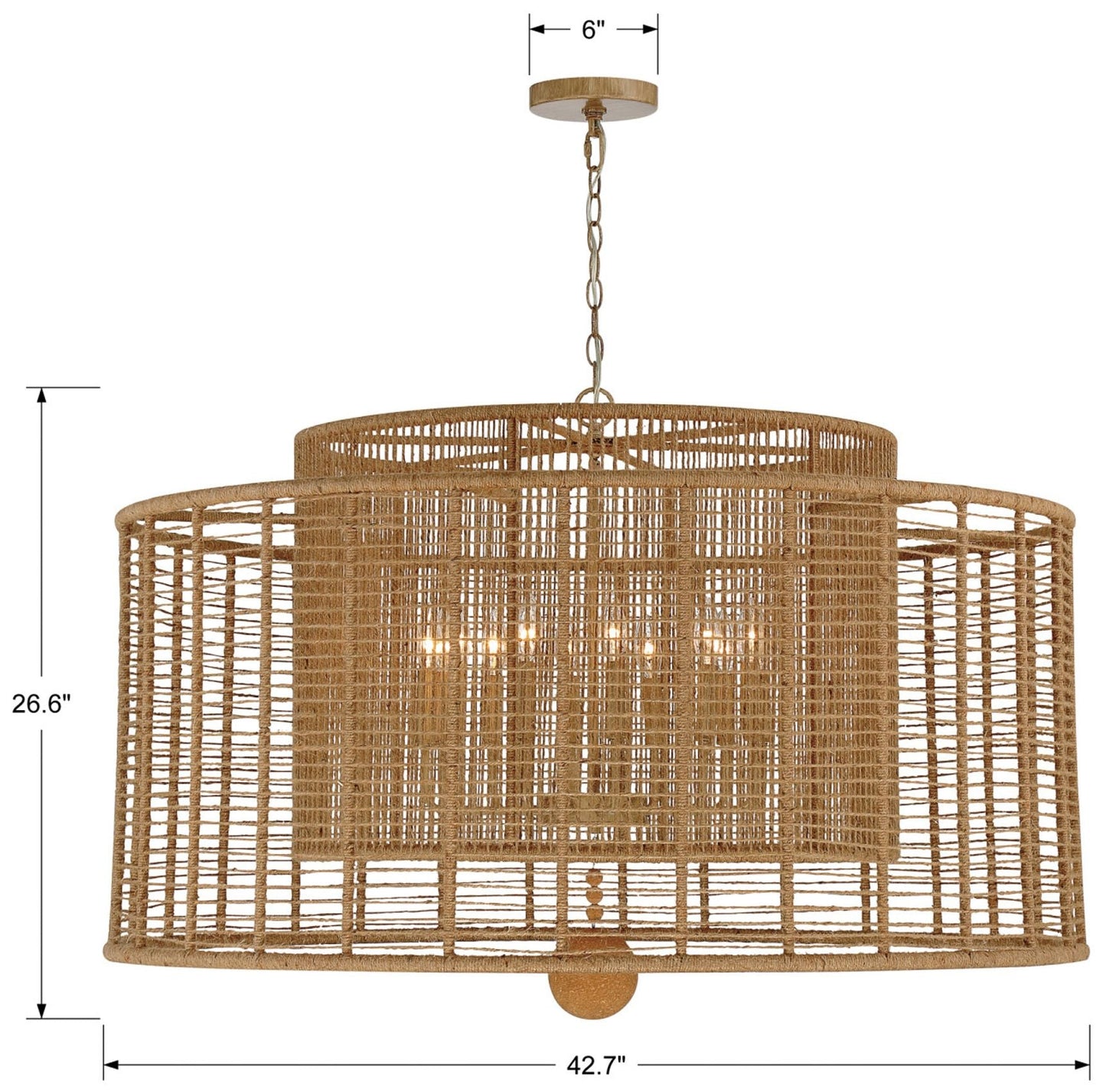 Jayna 42 3/4" Wide Silver Natural Jute 12-Light Modern Drum Chandelier