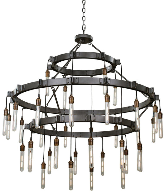 Kalco Stuyvesant 48" Matte Gun Metal 36-Light 3-Tier Ring Chandelier