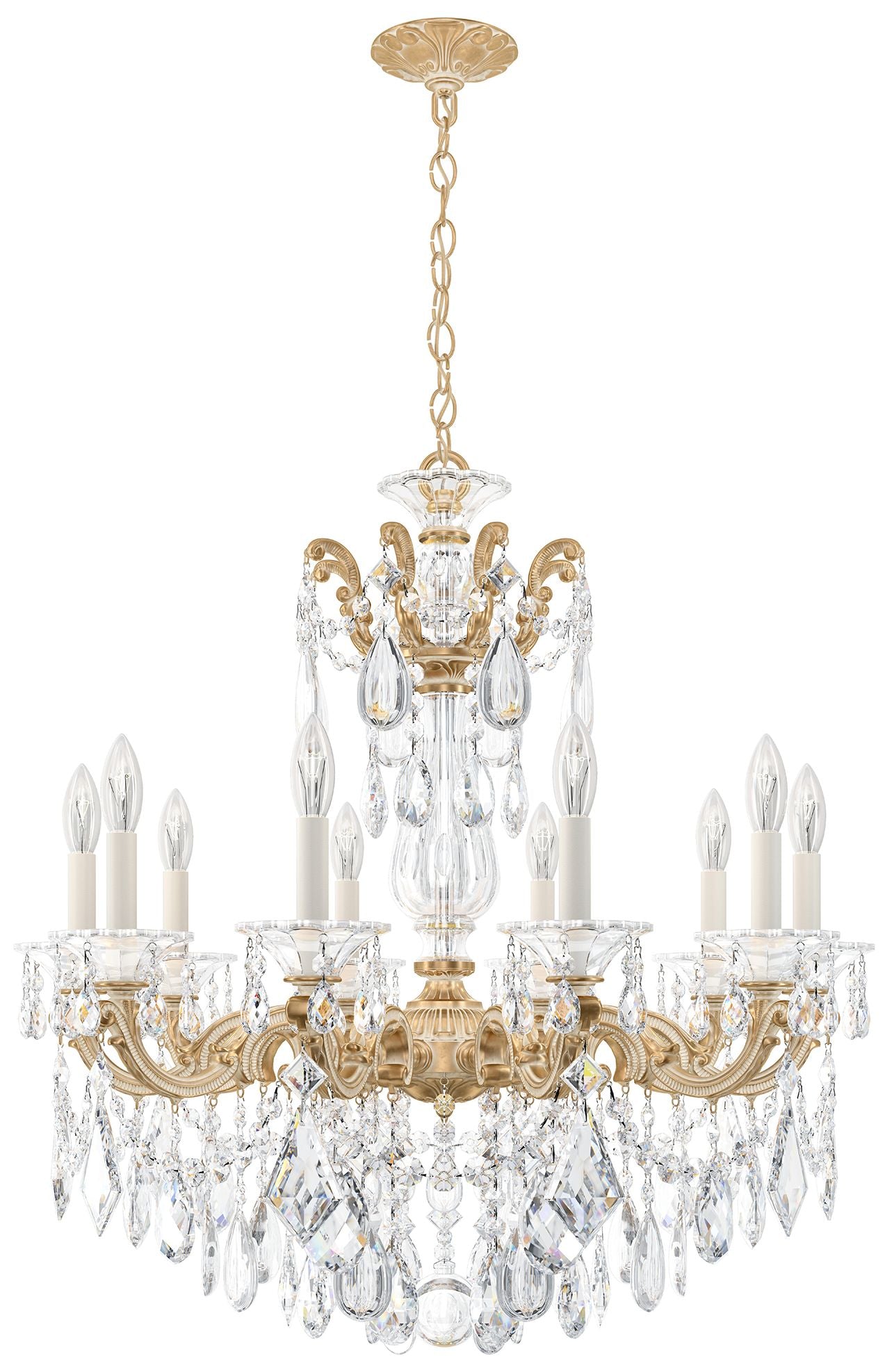 La Scala 29.5"H x 28"W 10-Light Crystal Chandelier in Parchment G