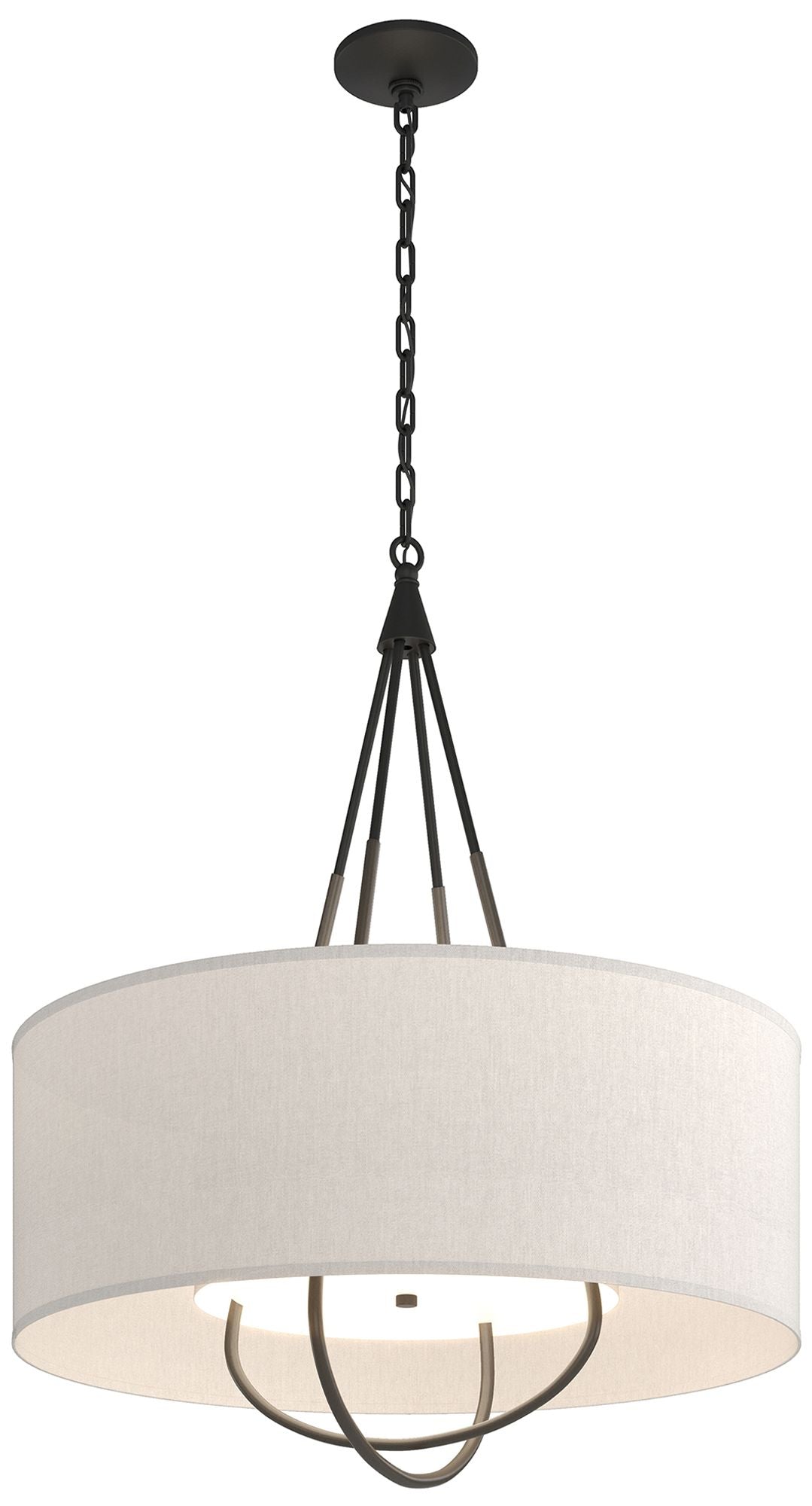Loop Pendant - Black Finish - Dark Smoke Accents - Flax Shade