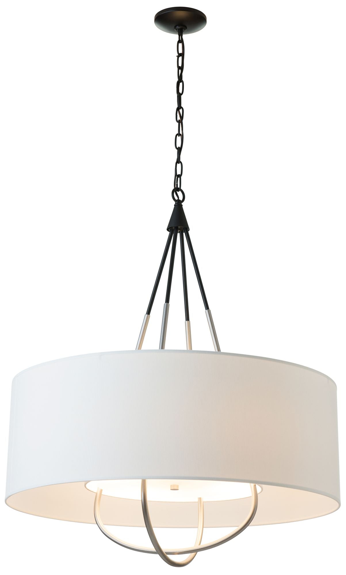 Loop Pendant - Black Finish - Vintage Platinum Accents - Natural Anna Shade