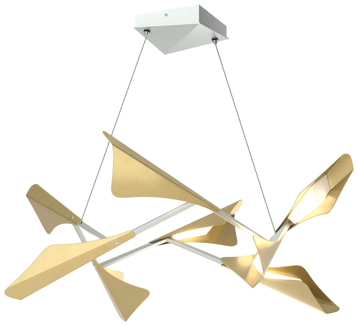 Plume 37.6"W 8-Light Modern Brass and Vintage Platinum Standard LED Pe