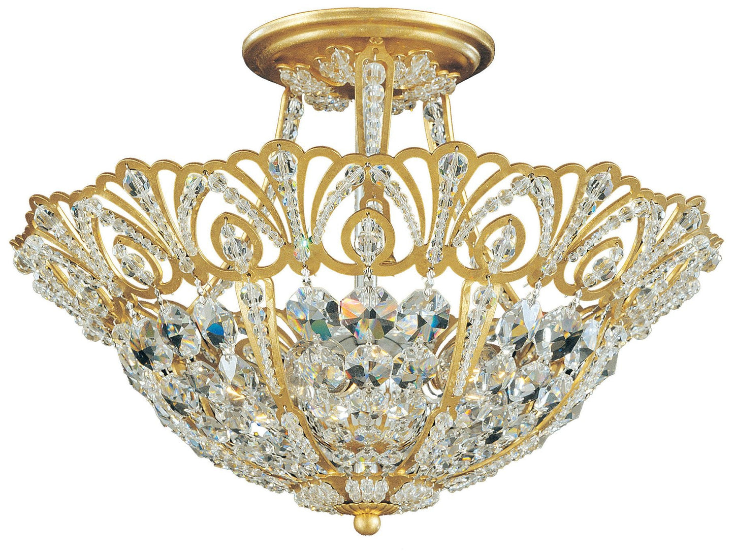 Rivendell 10.5"H x 15"W 5-Light Crystal Semi-Flush Mount in Heirl