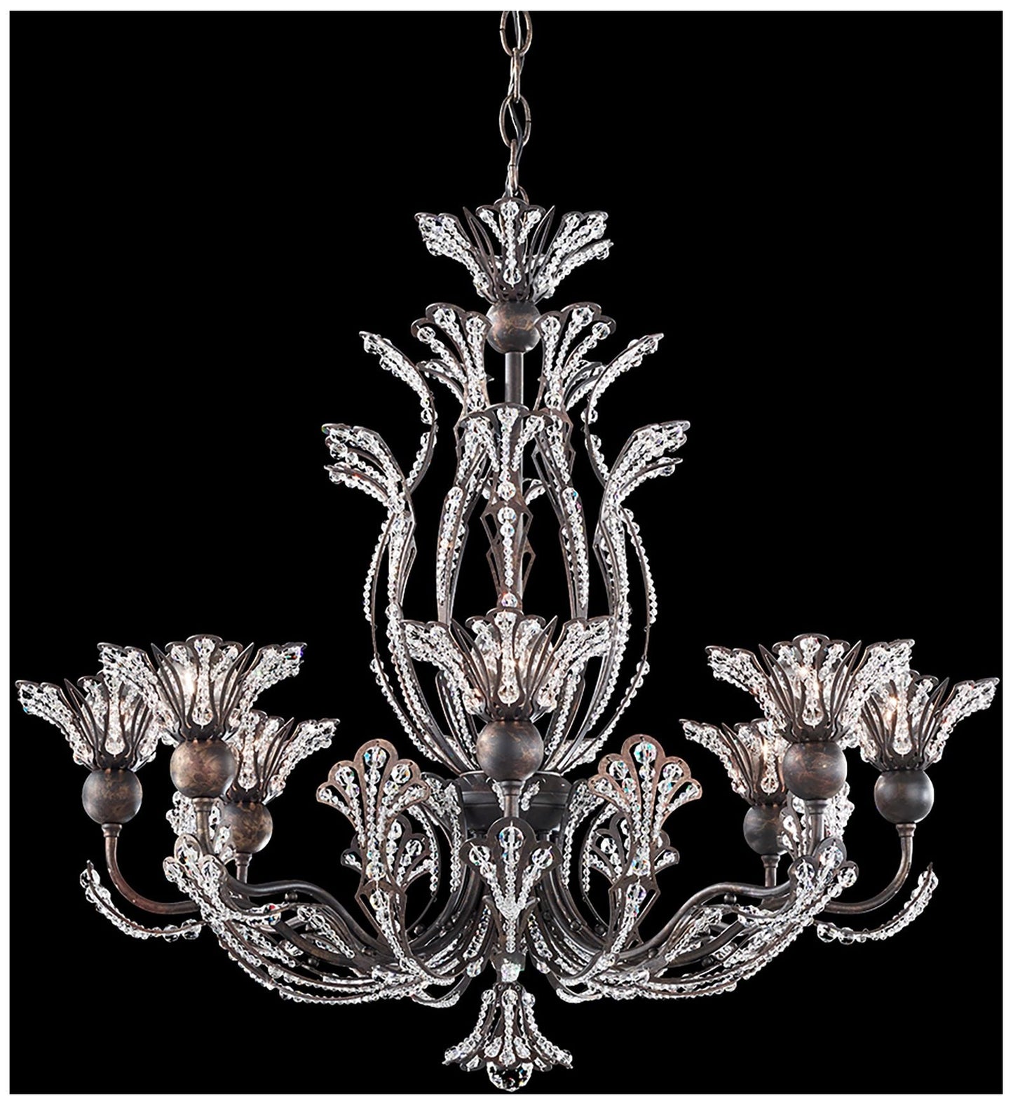 Rivendell 23"H x 26"W 8-Light Crystal Chandelier in Heirloom Bron