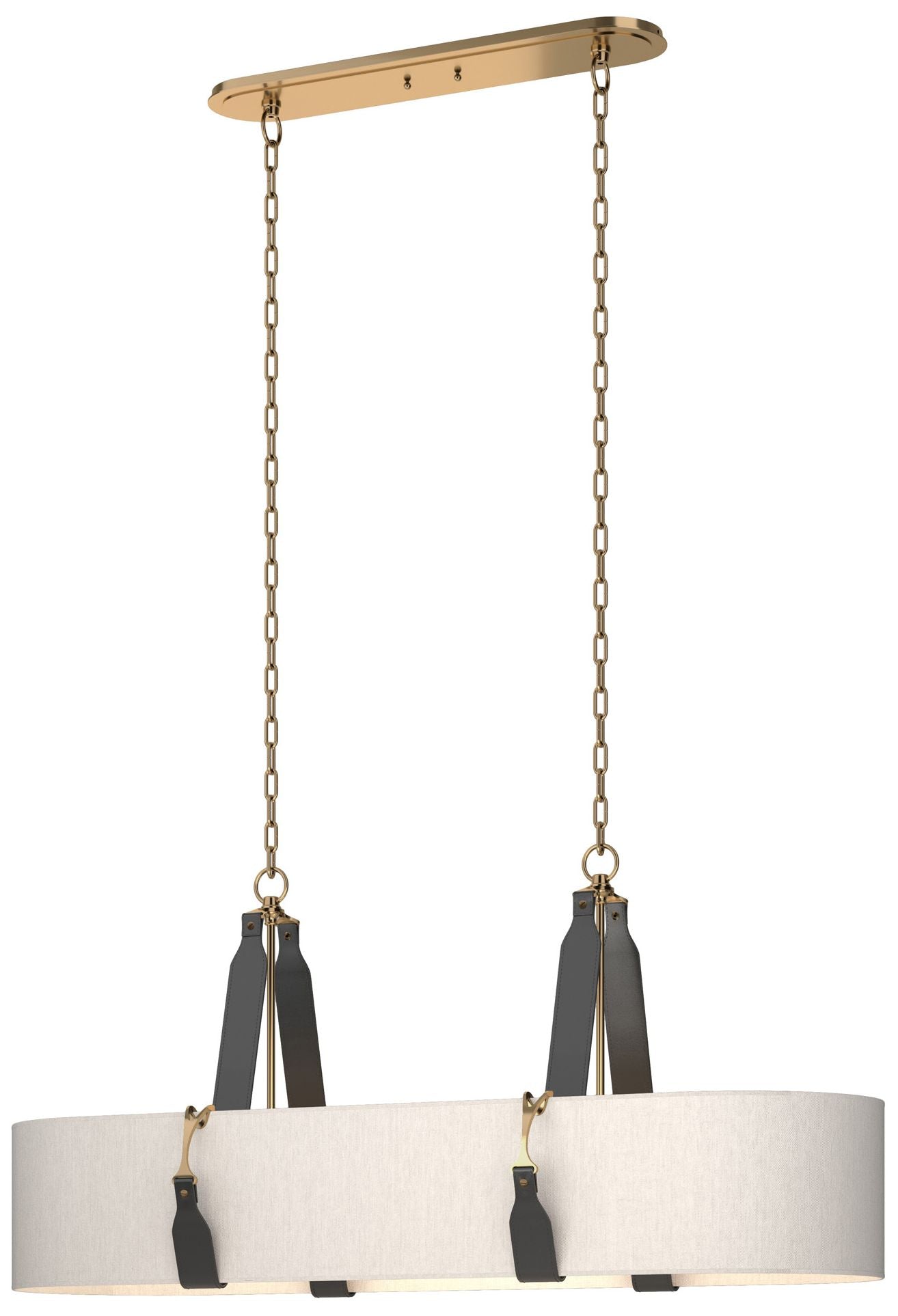 Saratoga Oval Pendant - Antique Brass - Black - Flax Shade