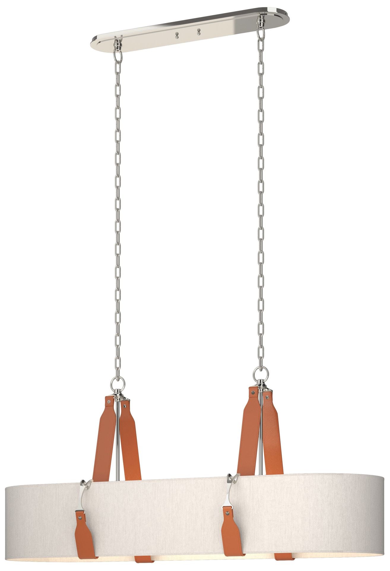 Saratoga Oval Pendant - Polished Nickel - Chestnut - Flax Shade