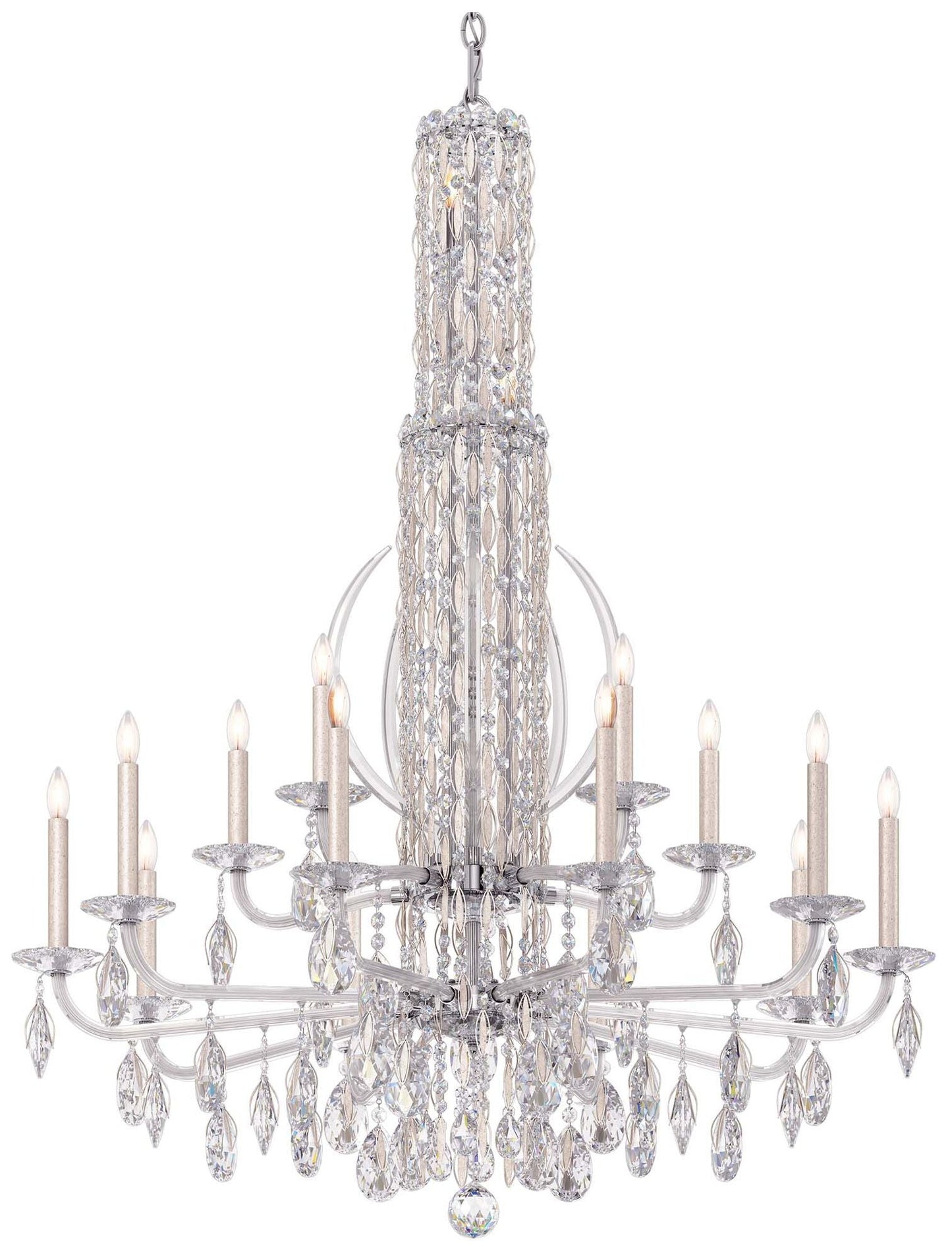 Siena 50.5"H x 40.5"W 17-Light Crystal Chandelier in Antique Silv
