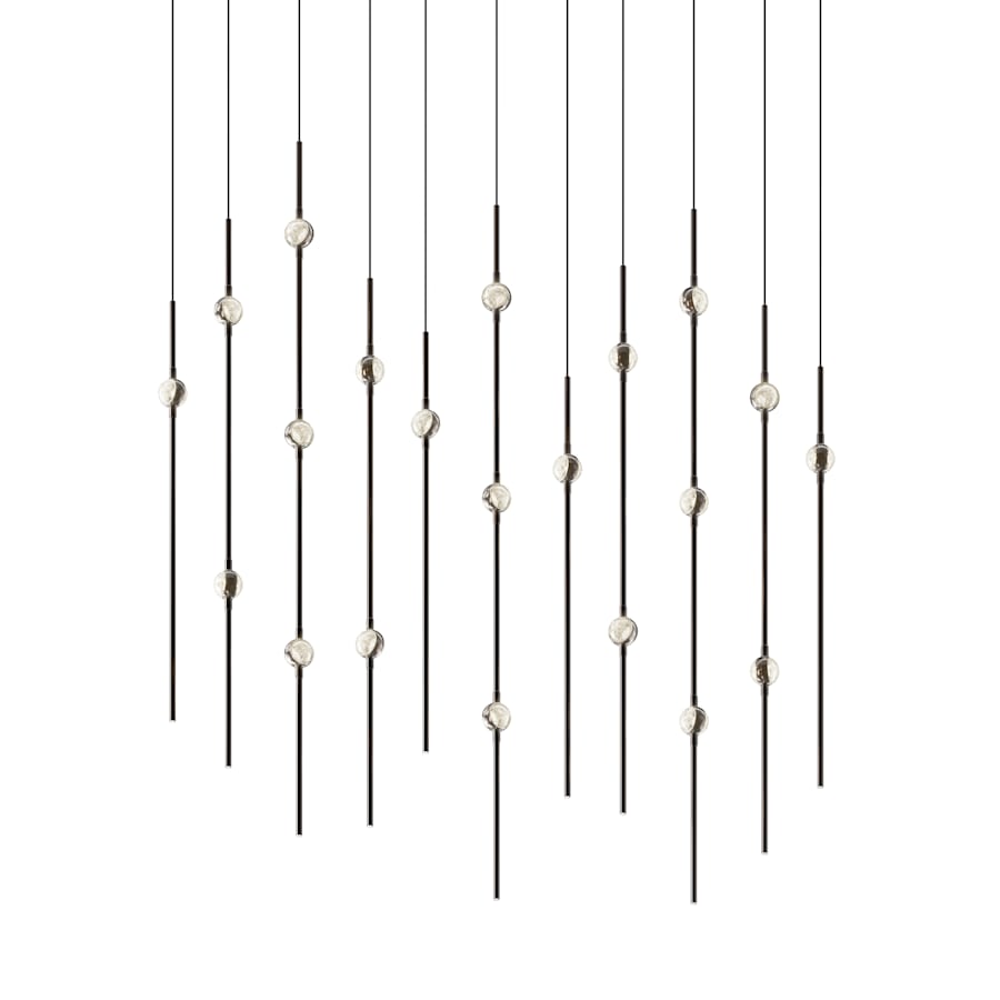 Sonneman Constellation 36" Wide LED Linear Pendant with Clear Faceted Acrylic Shades and 120" Cable - 2200K