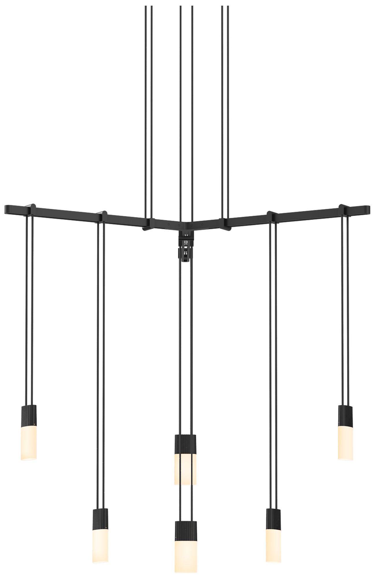 Suspenders - 24" 1-Tier Tri-Bar - Satin Black - White Etched Glass