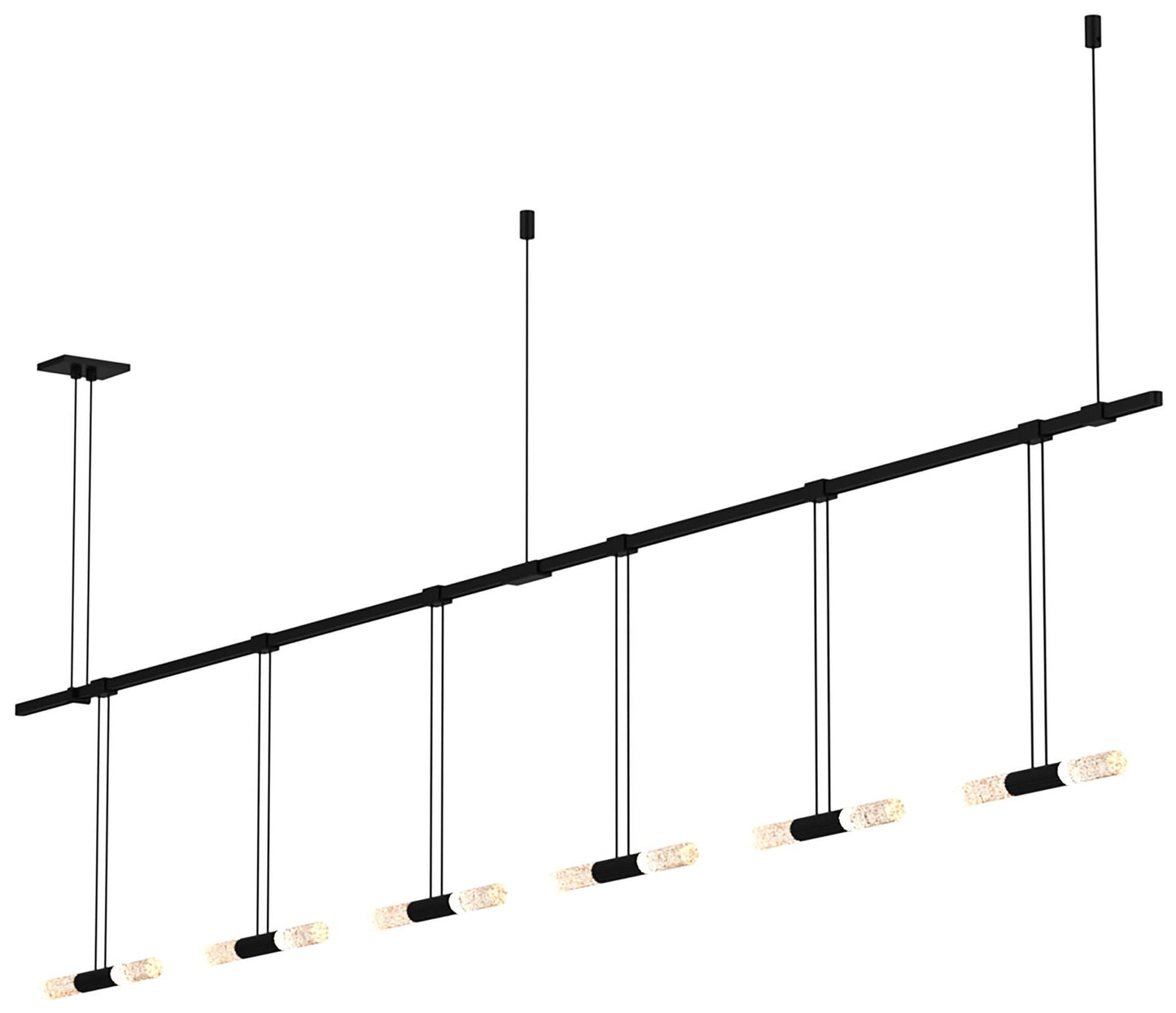 Suspenders 73" Wide Satin Black 2-Bar Linear Pendant